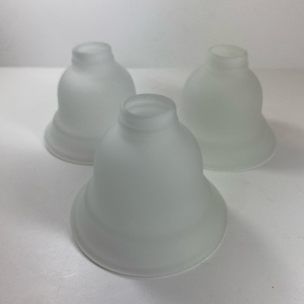New Set Of 3 White Glass Bell Shape Lamp Covers 7”x5.5” Shade